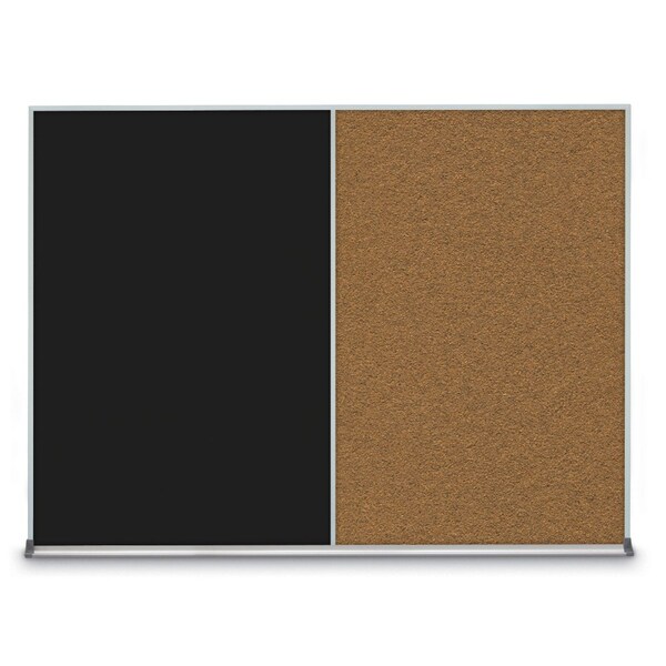 United Visual Products Triple Door Radius Plus Corkboard, 72" x UV8005PLUS-SATIN-BUFF - main